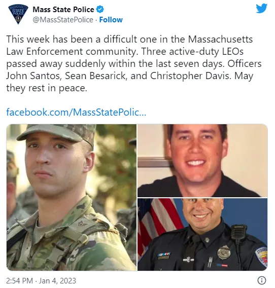 Special Ops Officer Dies Suddenly at Home – Total of 3 LE Officers 'Die Suddenly' in MA Last Week